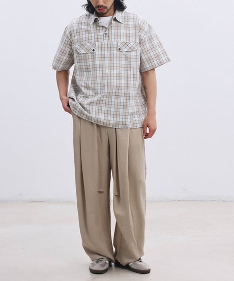 Beige Check Pullover Shirt