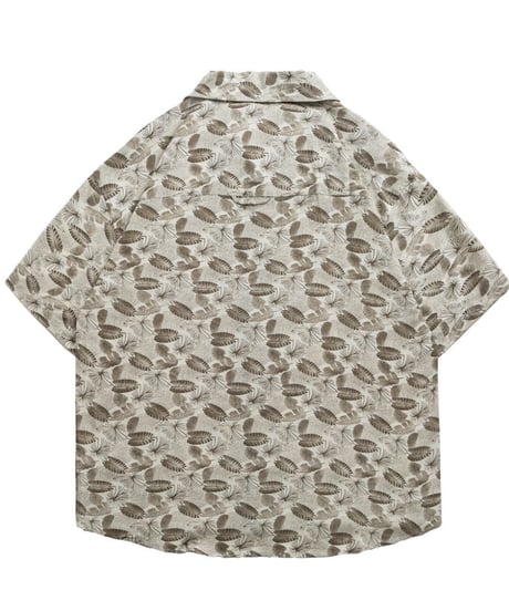Botanical Pattern Open Collar Relaxed Shirt