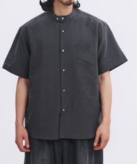 Shrink Band Collar Wide Form Shirt  / 2color