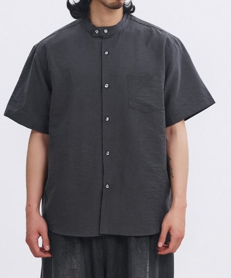 Shrink Band Collar Wide Form Shirt  / 2color