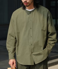 Plain No-collar Wide Form Shirt / 4color