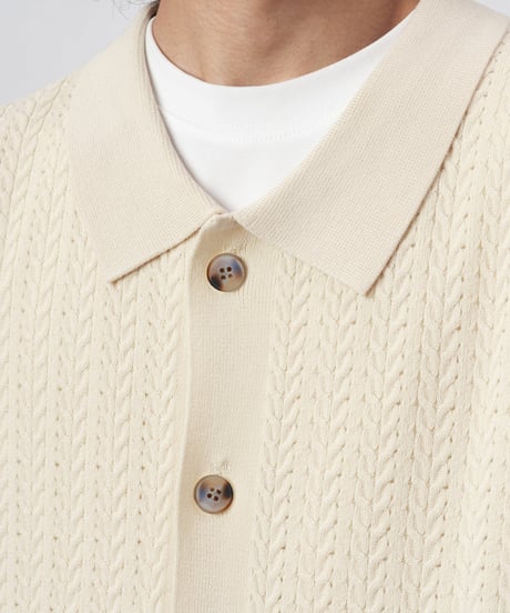Cable Knit Shirt Cardigan / 2colors
