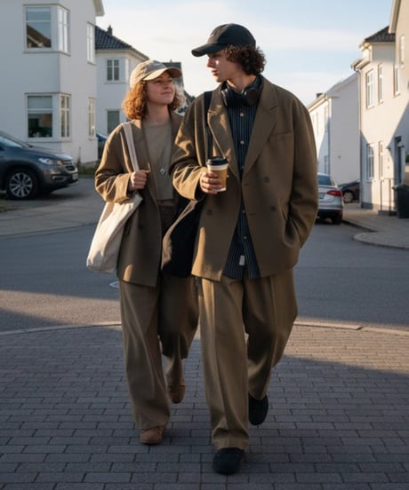 Relaxed Double Jacket & Wide Easy Pants / Set Up