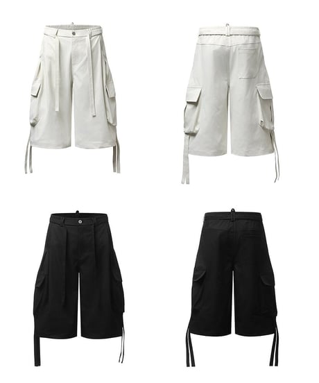 Cord Design 6length Wide Cargo Pants  / 2color