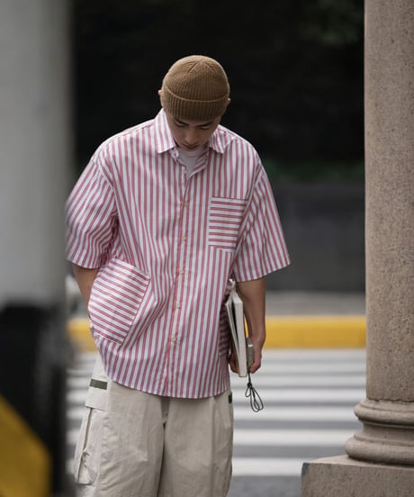 STRIPE MULTI-POCKET SHIRT / 3COLORS