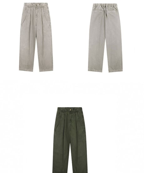 Washed Cotton Tuck Wide Pants