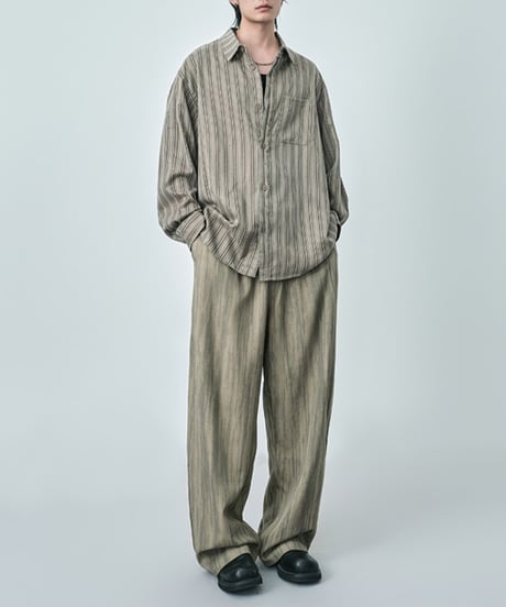 Striped Wash Wide-Leg Easy Pants / 2color