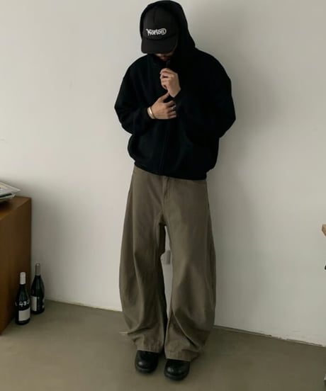 Stand Collar Box Zip Hoodie / 2color