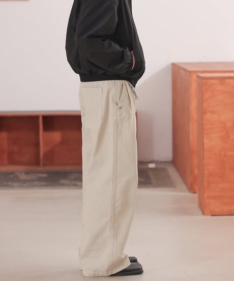 Accent Button Wide Straight Easy Pants  / 2color