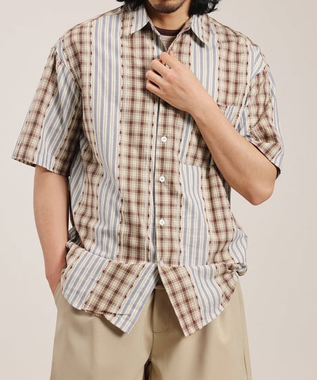 Check Stripe Wide Shirt / 3color