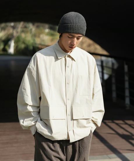 SNAP BUTTON MULTI-POCKET SHIRT / 2COLORS