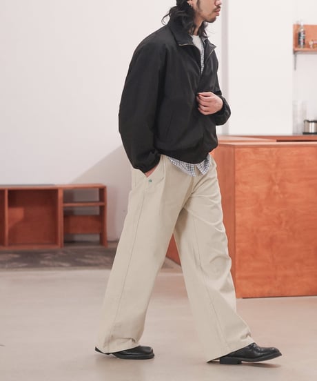Accent Button Wide Straight Easy Pants  / 2color