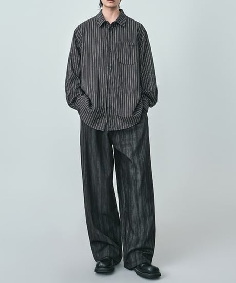 Striped Wash Wide-Leg Easy Pants / 2color