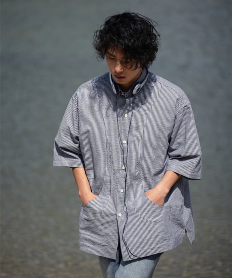 shaped pocket stripe s/s shirt / 3colors