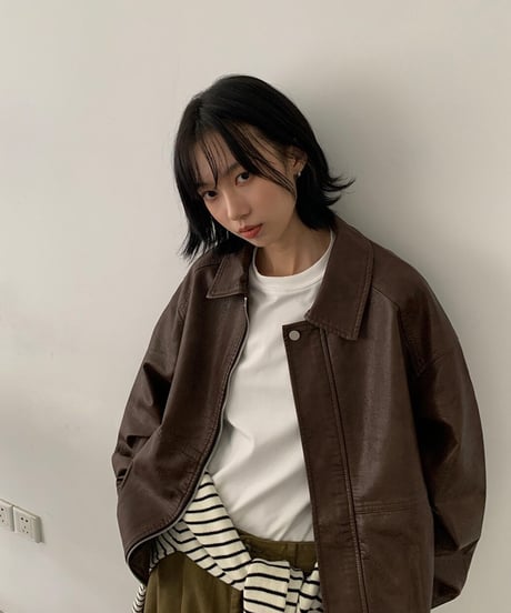 Single Leather Jacket / 2color