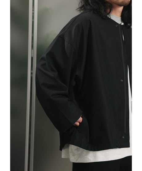 Collarless Loose-Fit Zip Jacket / 2color