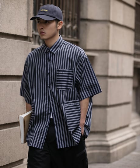 STRIPE MULTI-POCKET SHIRT / 3COLORS