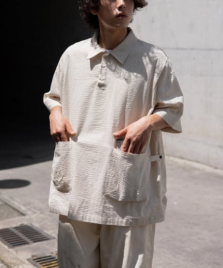 Pullover Stripe Form Pocket Shirt / 4color