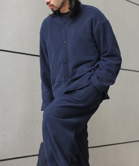 Stand Collar Fleece Button-Up Jacket