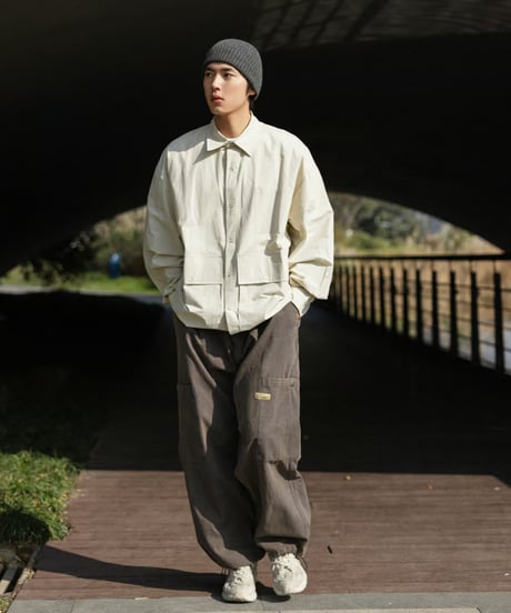 SNAP BUTTON MULTI-POCKET SHIRT / 2COLORS