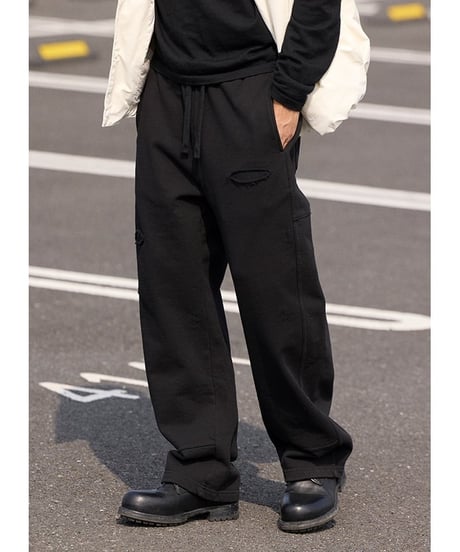 Damage Black Sweat Pants