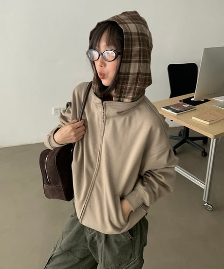 Retro Plaid Hooded Sweatshirt