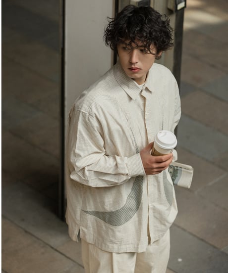 shaped pocket stripe l/s shirt / 3colors