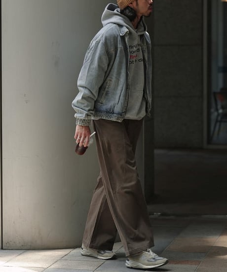 Diagonal Stitch Wide Straight Pants