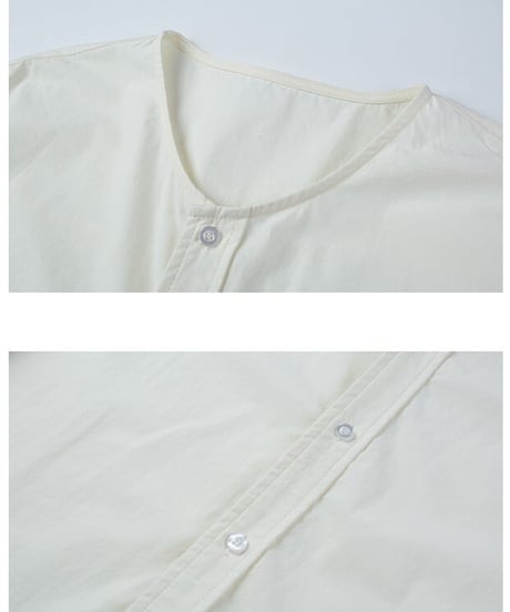 Plain Collarless Short Sleeve Shirt / 3color