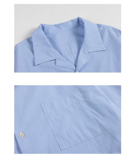 Open Collar Pin Stripe Loose Silhouette Shirt