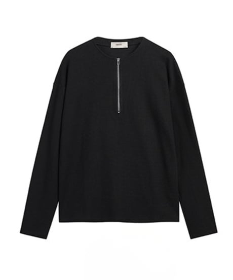 Half-Zip Waffle Long-Sleeve T-Shirt