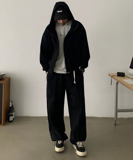 Stand Collar Box Zip Hoodie / 2color