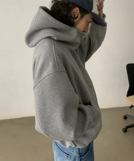 Stand Collar Box Zip Hoodie / 2color