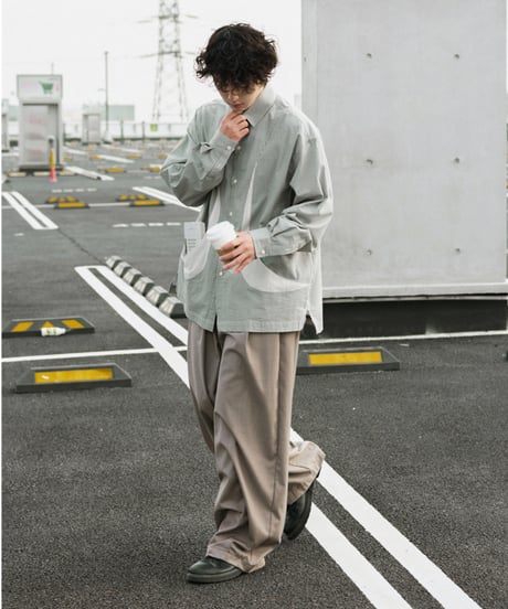 shaped pocket stripe l/s shirt / 3colors