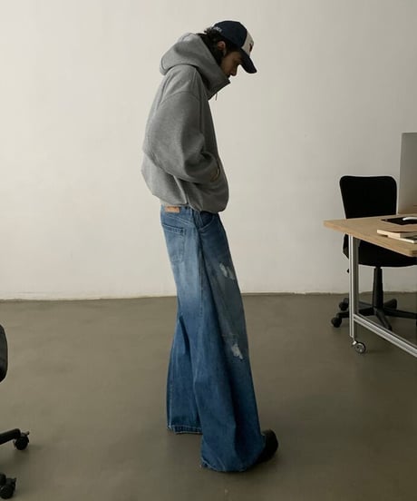 Stand Collar Box Zip Hoodie / 2color