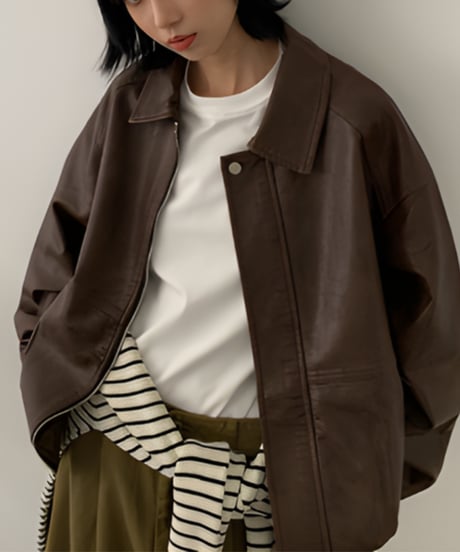 Single Leather Jacket / 2color