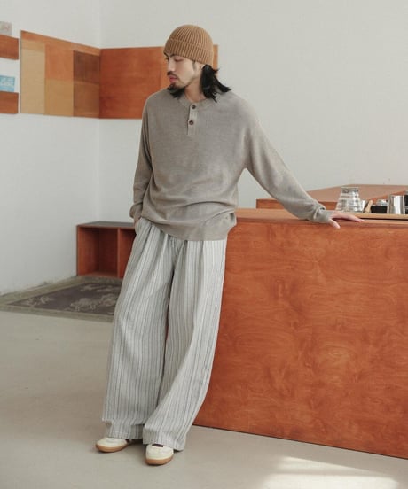 Retro Beige Striped Lounge Pants