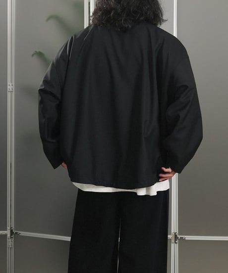Collarless Loose-Fit Zip Jacket / 2color