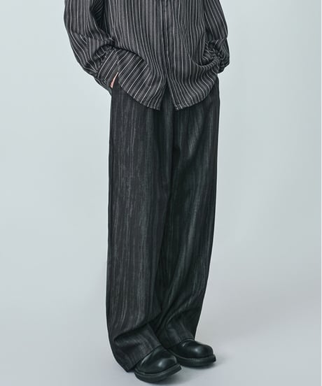 Striped Wash Wide-Leg Easy Pants / 2color