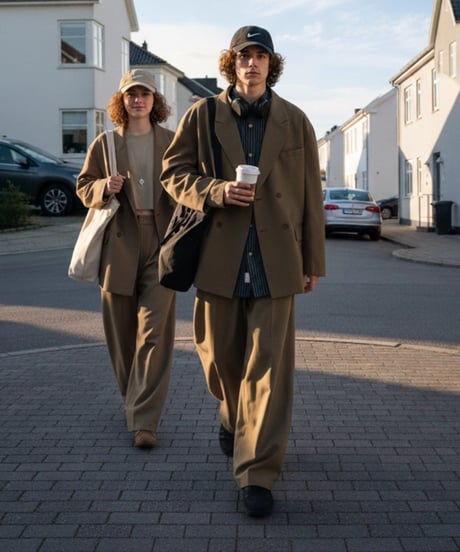 Relaxed Double Jacket & Wide Easy Pants / Set Up