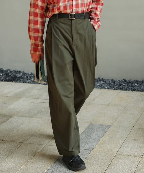 Pleated Straight Clear Wide Pants / 2color