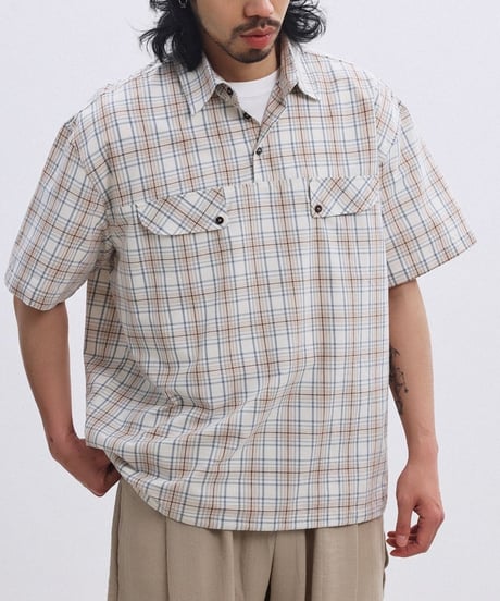 Beige Check Pullover Shirt