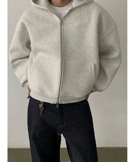 Boxy Zip-Up Hoodie / 2color