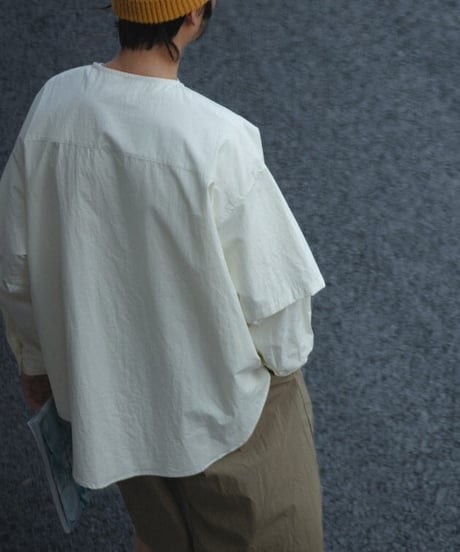 Plain Collarless Short Sleeve Shirt / 3color
