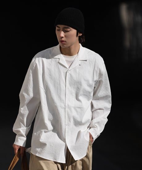 RELAX FIT OPEN COLLAR L/S SHIRT
