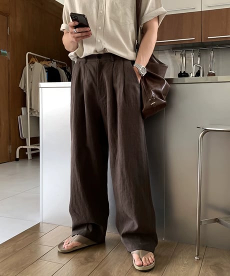 Relaxed-Fit Linen Wide Pants / 4color