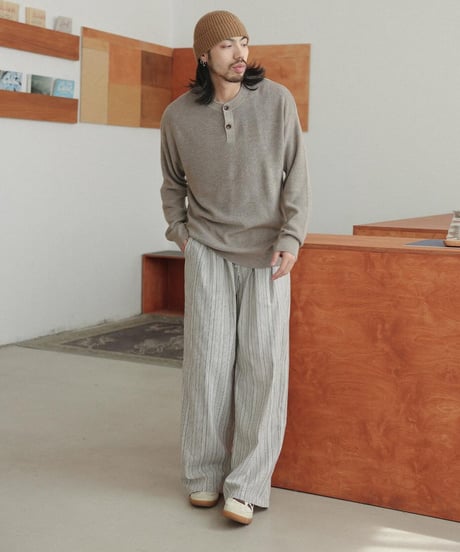 Retro Beige Striped Lounge Pants
