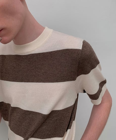 Striped Knit Short Sleeve T-Shirt / 2color