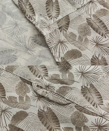 Botanical Pattern Open Collar Relaxed Shirt
