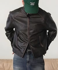 Stand-Up Collar Leather Jacket